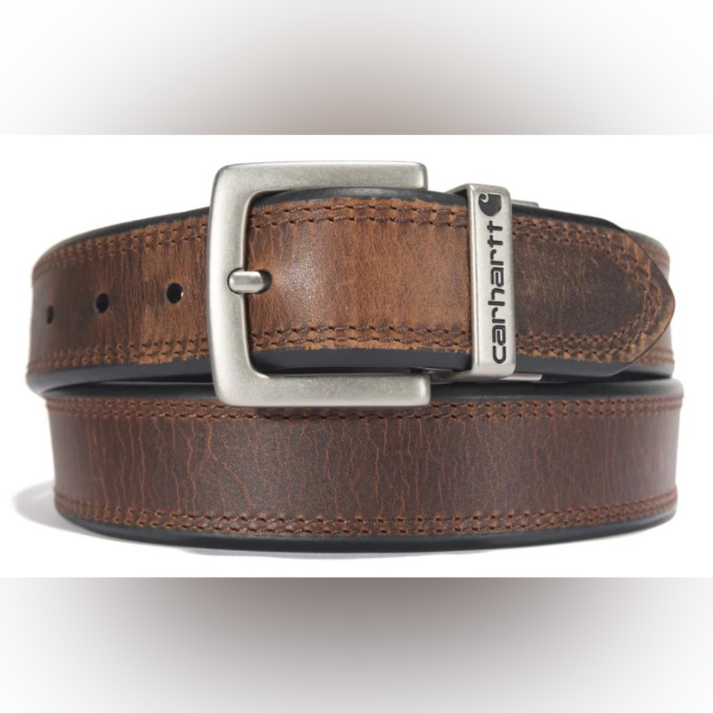 Carhartt Leather Belt Two Sided - Brown and Black with Silver Buckle